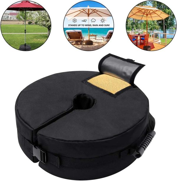 Patio Umbrella Base Weight Bag 18"" Round Sand Stand Detachable Weatherproof Parasol Umbrella Weights Sand Bags, Heavy Duty, for Flagpole or Outdoor Patio Umbrella Stand - Image 7