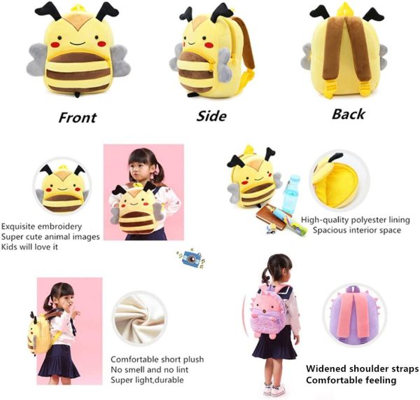 MITOWERMI Cute Toddler Backpack Preschool Baby Bag Plush Animal Cartoon Mini Travel Bag for Girl Boy 1-5 Year Old