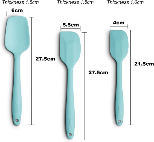 Silicone Spatula 3-Piece Set, Ergonomic Handle High Heat-Resistant Spatulas, Non-Stick Rubber Spatulas with Stainless Steel Core, Aqua Sky - Image 5