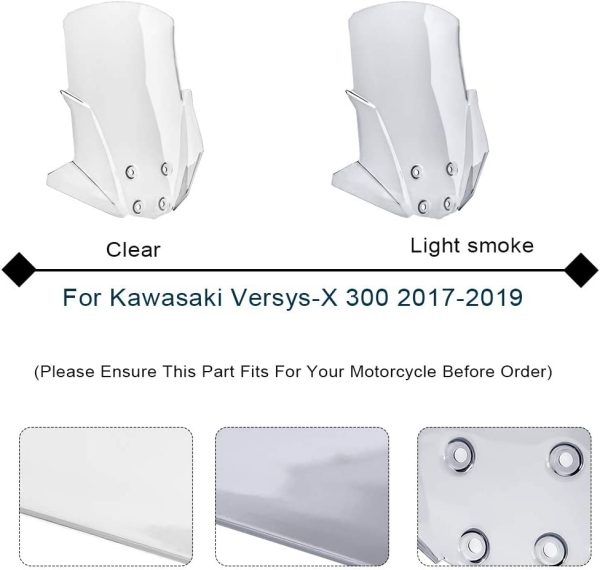 LoraBaber For Kawasaki Versys X-300 VERSYS-X 300 2017 2018 2019 2020 2021 Touring Fairing Air Deflector Windscreen Windshield Shield wind Deflector Versys X300 (Clear) - Image 4