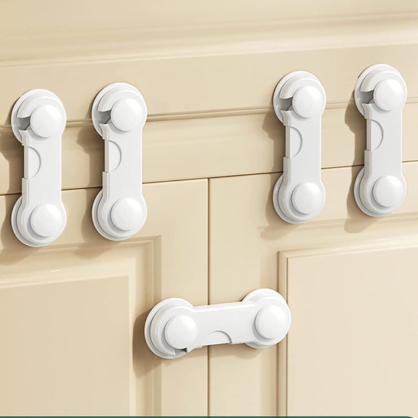 SIPRDE Cabinet Locks for Baby Proofing 5 Pack - Child Proof Cabinet Latches for Kitchen System with Strong Adhesive Tape (White) - Image 4