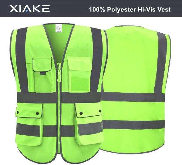 Class 2 High Visibility Safety Vest with 9 Pockets, Zipper Front, ANSI/ISEA Standards, Green, Small - Image 5