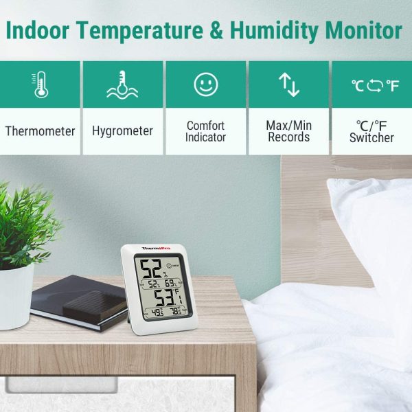 ThermoPro TP50 Digital Hygrometer Indoor Thermometer Humidity Monitor with Temperature Humidity Gauge - Image 7