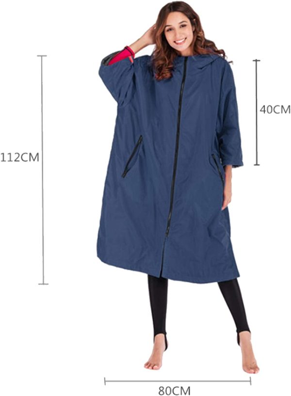 Changing Jacket Waterproof Outdoor Jacket with Hooded Fleece Poncho Wind Jacket - Blue - Image 6