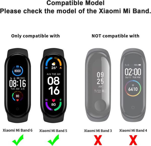 Sport Bands for Xiaomi Mi Band 5 & Xiaomi Mi Band 6, Soft Silicone Replacement Straps for Xiaomi Mi Band 5 / 6 Women Men