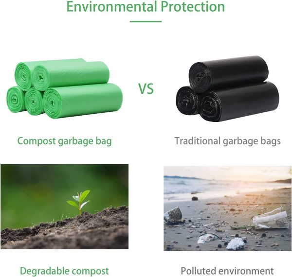 Compostable Bin Liners??Bioegradable Garbage Bags Compatible 4-8L Kitchen Cupboard Door Hanging Rubbish Bin ??80 PCS) - Image 5