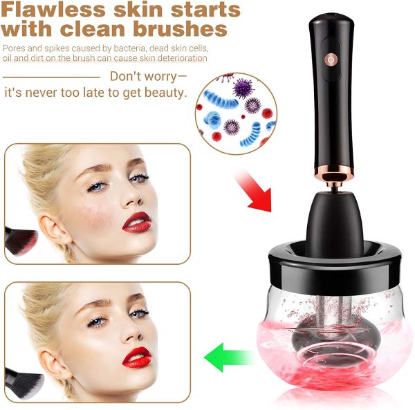 Makeup Brush Cleaner and Dryer Machine, Cosmetic Automatic Brush Spinner,Wash and Dry in Seconds, Deep Cosmetic Brush Spinner for All Size Brushes