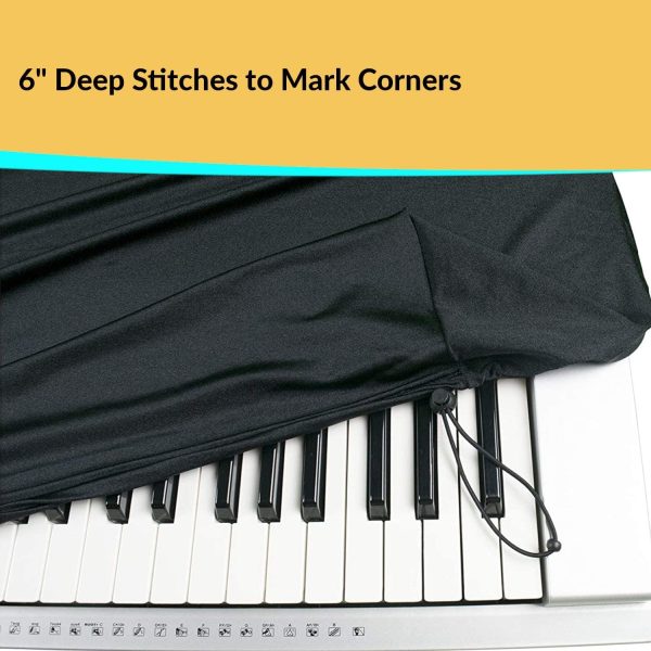 Stretchable Keyboard Dust Cover for 61 & 76 Key-Keyboard; Best for All Digital Pianos & Consoles; Adjustable Elastic Cord; Machine Washable; Size: 41????16????6??. - Image 6