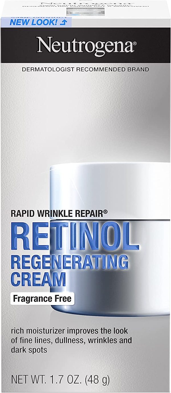 Neutrogena Rapid Wrinkle Repair Retinol Cream, Anti-Wrinkle Face & Neck Cream with Hyaluronic Acid & Retinol, Fragrance-Free Moisturizer, 1.7 oz - Image 2