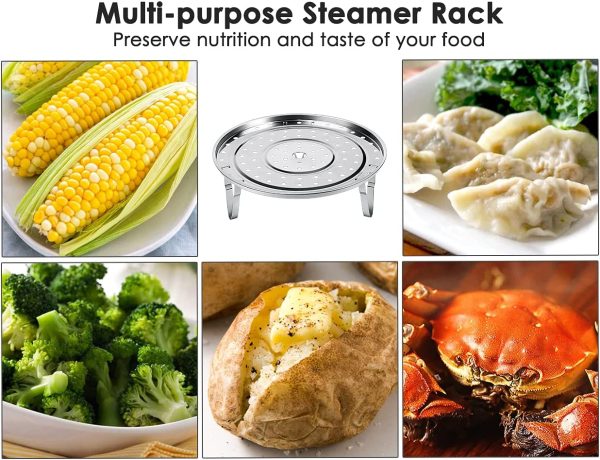 Steamer Rack 8.5/10.2 Inches 304 Stainless Steel Steaming Rack Steam Tray with Removable Legs for Steamer Cookware Instant Pressure Cooker Multi-Functional Steamer Basket (8.5in (22cm)) - Image 2