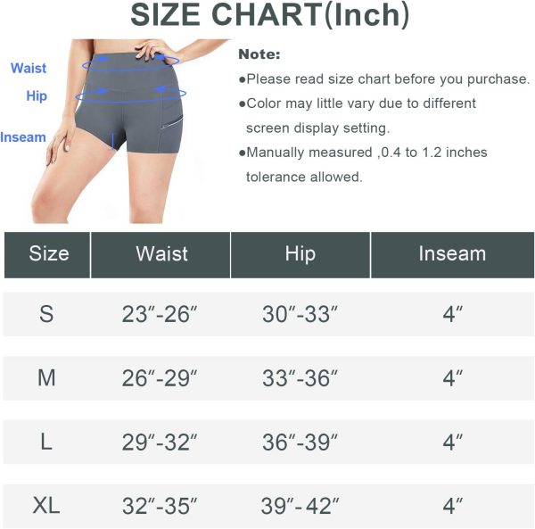 Souke Sports Women's High Waist Yoga Shorts,Workout Tummy Control Running Short Leggings Side/Zipper Pockets - Image 5