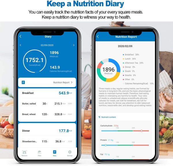 RENPHO Digital Food Scale, Kitchen Scale for Baking, Cooking and Coffee with Nutritional Calculator for Keto, Macro, Calorie and Weight Loss with Smartphone App, Stainless Steel - Image 7