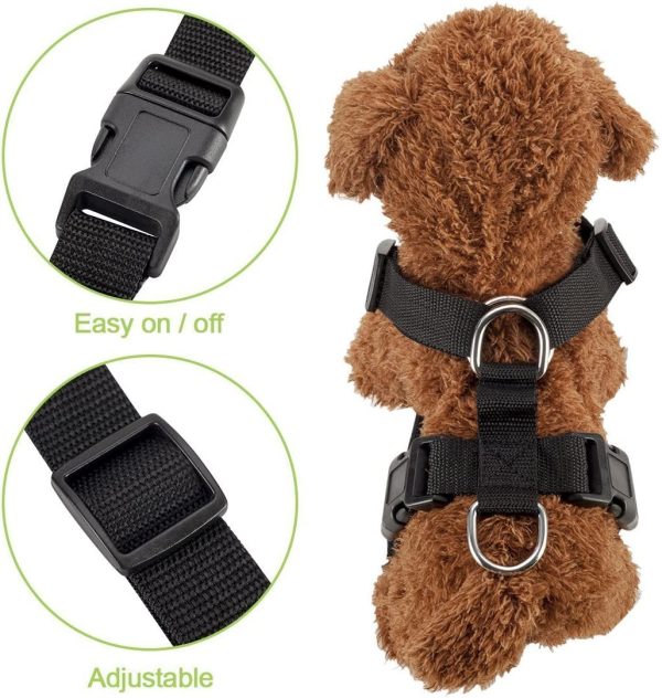 SlowTon Dog Car Harness Seatbelt Set, Pet Vest Harness with Safety Seat Belt for Trip and Daily Use Adjustable Elastic Strap and Multifunction Breathable Fabric Vest (L, Black) - Image 2