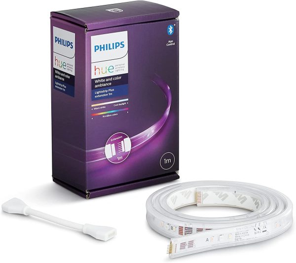 Philips Hue LightStrip Plus Dimmable LED Smart Light - One Metre Extension/Add on (Compatible with Bluetooth, Amazon Alexa, Apple HomeKit, and Google Assistant), White and Colour - Image 3