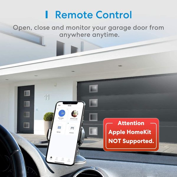 Smart Garage Door Opener Remote, APP Control, Compatible with Alexa, Google Assistant and SmartThings, Multiple Notification Modes, No Hub Needed by meross - Image 6