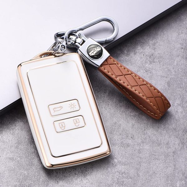 Car Key fob Cover fit for Renault Arkana Megane Espace Scenic Laguna koleos Clio Master Bus Zoe Key case TPU Key Holder Keyring Key Shell Keychain Protective Accessories Beige