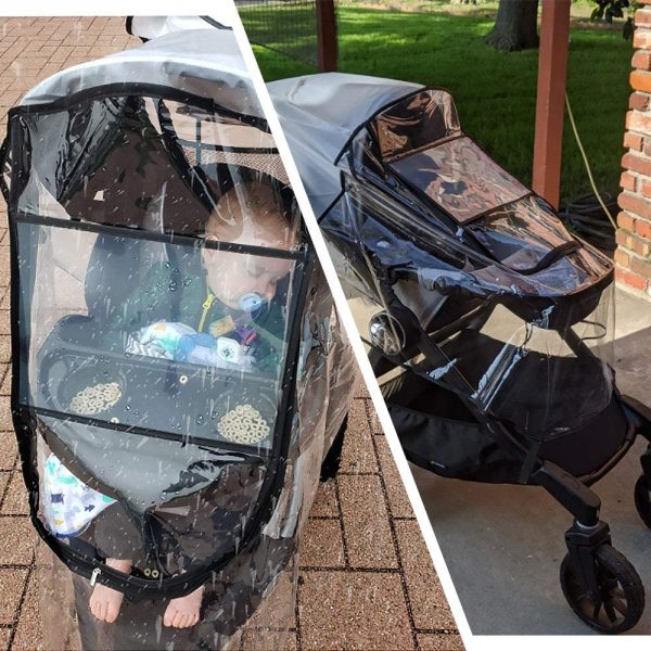 SlowTon Stroller Rain Cover Universal Size, Waterproof Dustproof Windproof Durable Protection, Travel-Friendly Stroller Weather Shield with Eye Screen, Outdoor Use Eye Protection Stroller Accessory (Black) - Image 2