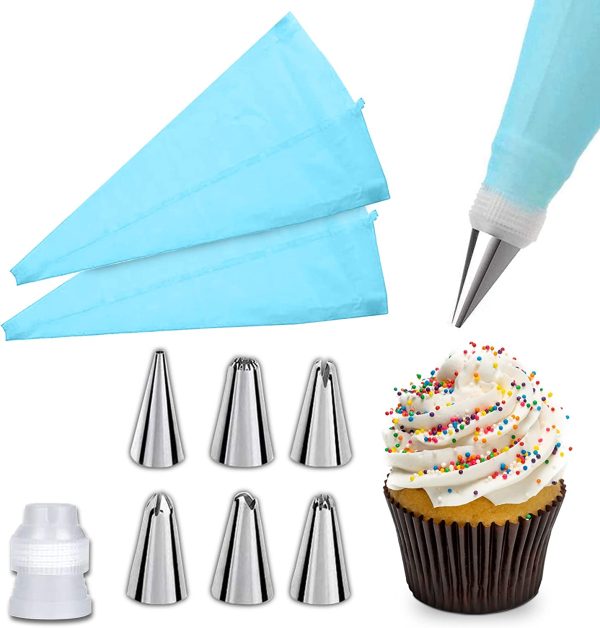 Piping Bags and Nozzles Set of 9 Pcs with Converter, Premium Stainless Steel Piping Nozzles for Decorating Cakes & Cupcakes - Image 3