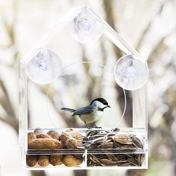 ValueHall Window Bird Feeder Window Bird House Crystal Clear Acrylic with Removable Tray Drain Holes and 4 Strong Extra Suction Cups for Wild Birds, Finch, Cardinal and Bluebirds V7D07 - Image 6