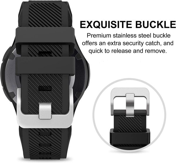 Sport Band Strap for Samsung Galaxy Watch 3 45mm / Samsung Gear S3 Frontier Classic, 22mm Soft Silicone Metal Buckle Replacement Bands Sports for Galaxy Watch 46mm - Black - Image 6