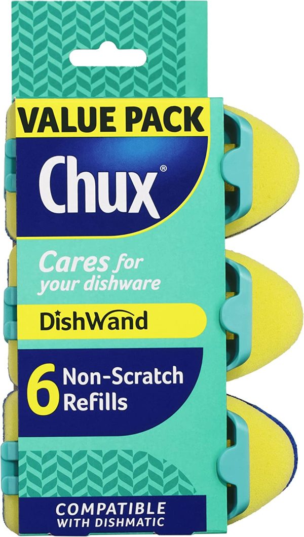 Chux Dishwand Sponge Scourer Refill, Non-Scratch, 6 Count - Image 2