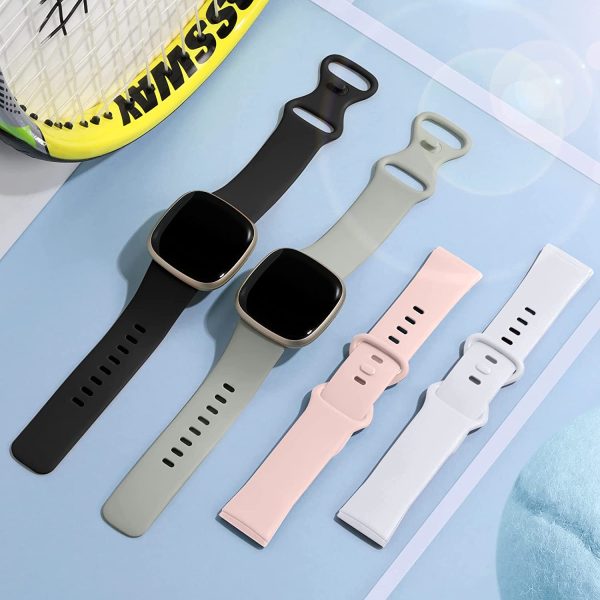 Getino Bands Compatible with Fitbit Sense and Fitbit Versa 3, Soft Waterproof and Durable Classic Silicone Sport Strap, Adjustable Replacement Wristbands for Women Men, Large Small - Image 6