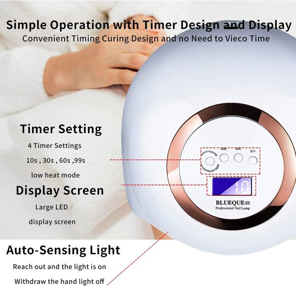 DAWNTREES Professional UV LED Nail Lamp,Polish Nail Dryer, with 4 Timer Settings, Automatic Sensor and LCD Display, Gel Curing Lamp, Gel Polishing Lamp - Image 2