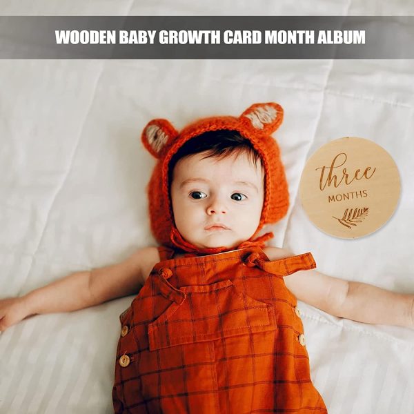 Toddmomy Wooden Baby Monthly Milestone Cards Baby and Pregnancy Announcement Sign Newborn Photography Props Gender Neutral Baby Shower Gifts Style 1 - Image 2