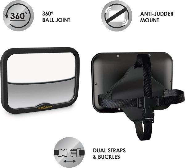 ROYAL RASCALS Baby Car Mirror for Back Seat - Updated Lockable Model - Black Frame - Safest Shatterproof Baby Mirror for Car - Rear View Baby Car Seat Mirror to See Rear Facing Infants and Babies. - Image 5