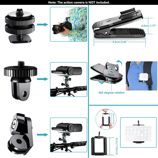 Neewer 53-In-1 Action Camera Accessory Kit Compatible with GoPro Hero 9 8 Max 7 6 5 4 Black GoPro 2018 Session Fusion Silver White Insta360 DJI AKASO APEMAN Campark SJCAM Action Camera etc - Image 6