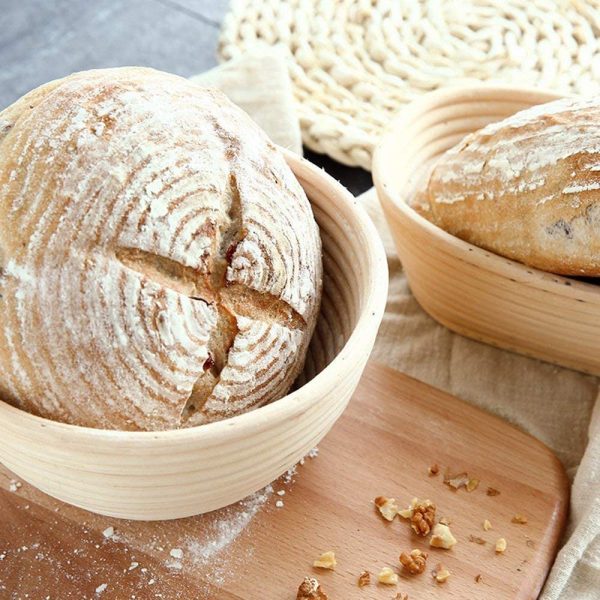 Proofing Basket, 9 Inch Bread Proofing Basket, Bread lame,Dough Scraper,Linen Liner Cloth??Dough Whisk??Storage Bag, Proofing Basket Kit