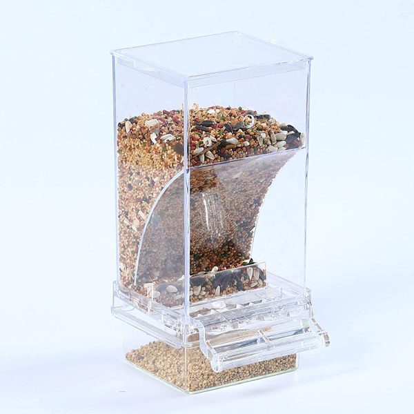 No Mess Bird Cage Feeder Automatic Parrot Seed Feeders with Perch Acrylic Transparent Seed Food Container Cage Accessories for Small and Medium Lovebirds Parakeets - Image 3