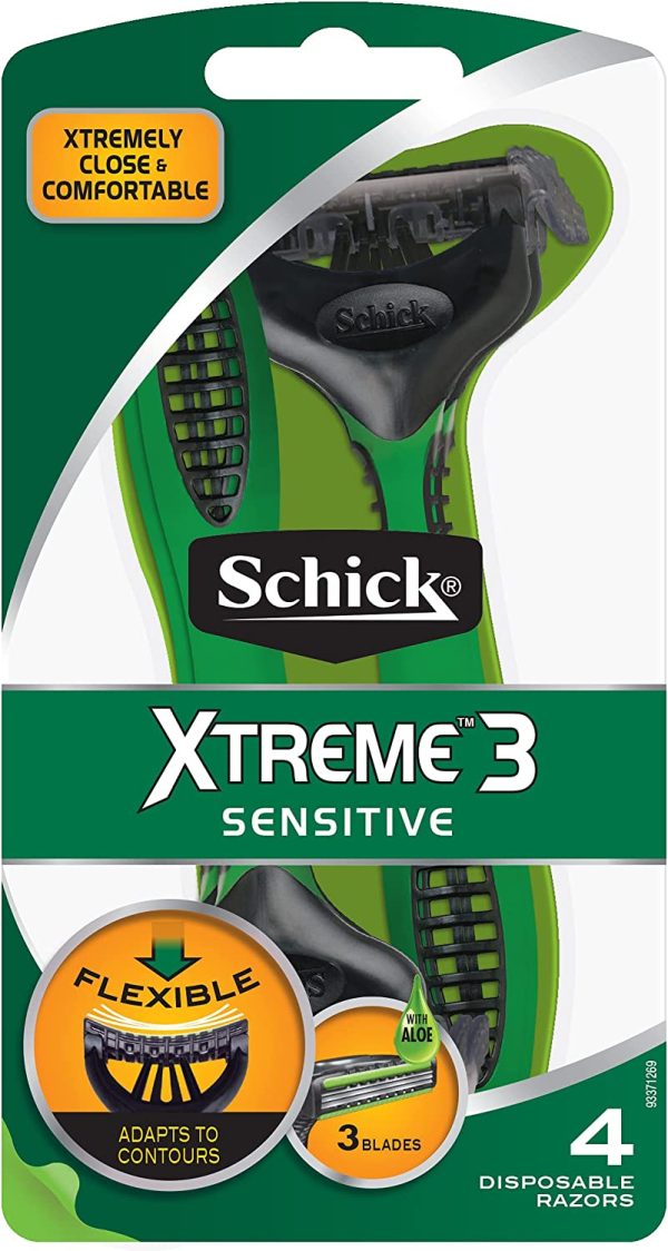 Schick Xtreme 3 Sensitive Men's Razors, 4 Razors