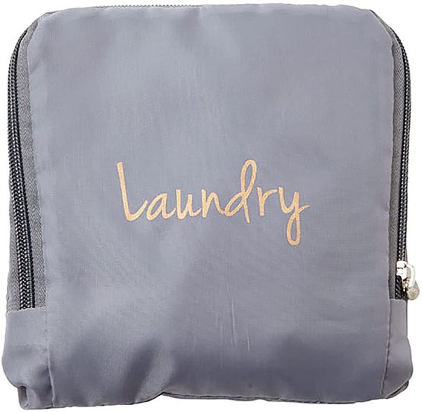 Miamica Expandable Laundry Bag, Grey/Gold - Image 4