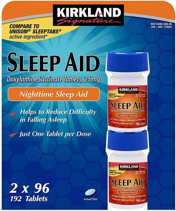 Kirkland Signature Sleep Aid Doxylamine Succinate 25 Mg 2 Bottles X 96 Tabs - Image 3