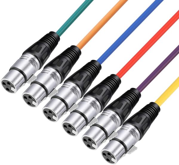 Neewer 6-Pack 1 Meter Audio Cable Cords, XLR Male to XLR Female Microphone Color Cables(Green, Blue, Purple, Red, Yellow, Orange)