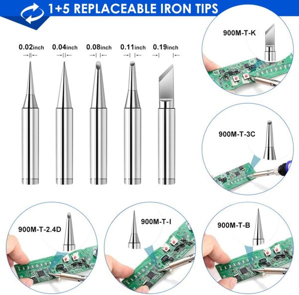 Slowton Electric Soldering Kit, Adjustable Temperature Soldering Iron with 5 Point Tool Carrying Box 2 Clamps for Different Basic Soldering Job (AU Plug) - Image 3