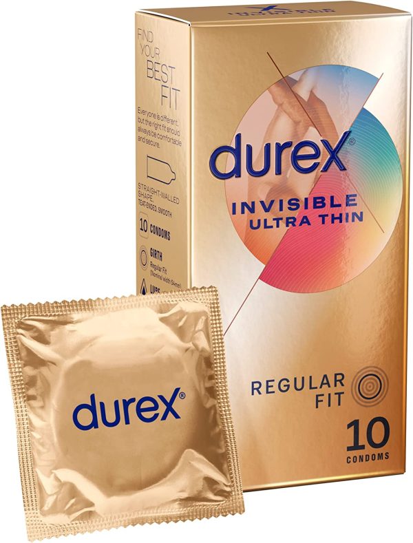 Durex Invisible Condoms Ultra Thin, Pack of 10