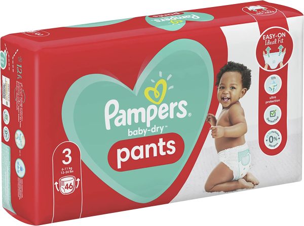 Pampers Baby-Dry Nappy Pants Size 3, 46 Count - Image 3