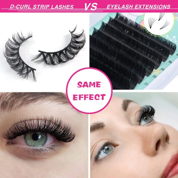 Russian Strip Lashes, DD Curl Mink Lashes, Natural False Lashes , Fluffy Eyelashes Mink, Faux Mink Eyelashes Natural Look, Natural Wispies False Eyelashes (HD03) - Image 5