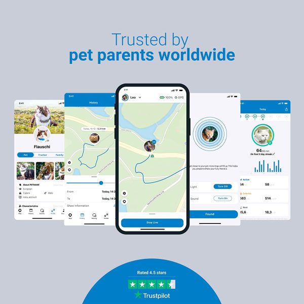 Tractive GPS CAT 4. Cat tracker. Follow every step in real-time. Unlimited Range. Activity Monitoring (w/ midnight blue collar attachment) - Image 3