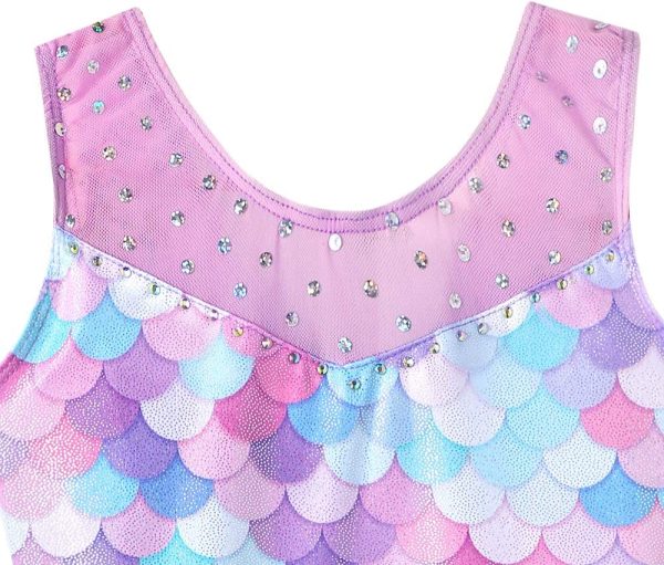 Leotards for Girls Gymnastics Unicorn Athletic Dance Wear Shiny Rainbow Blue Hotpink - Image 3