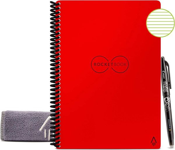 Rocketbook Smart Reusable Notebook - Lined Eco-Friendly Notebook with 1 Pilot Frixion Pen & 1 Microfiber Cloth Included - Atomic Red Cover, Executive Size (6" x 8") - Image 2