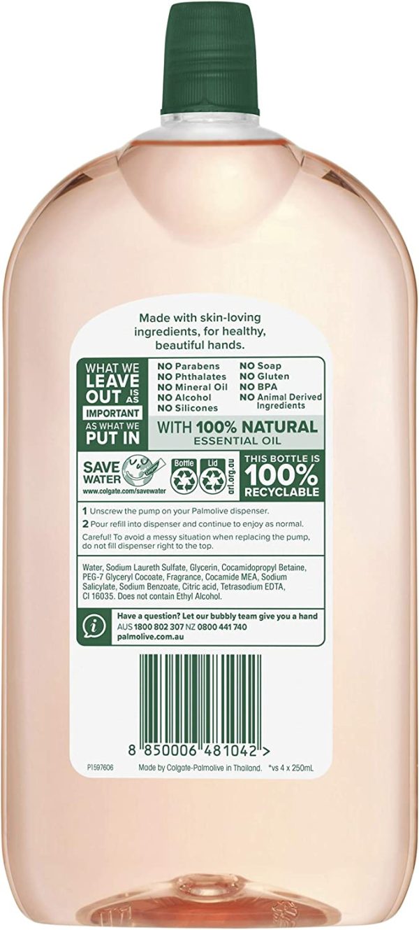 Palmolive Foaming Liquid Hand Wash Soap 1L, Japanese Cherry Blossom Refill and Save, No Parabens Phthalates and Alcohol, Recyclable Bottle - Image 4