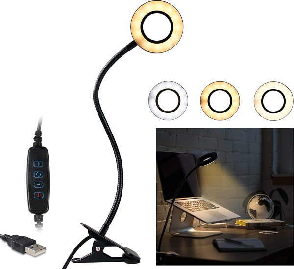 Reading Lights, Clip on Light Lamp for Bed, 360 ?? Flexible Gooseneck Book Light for Reading,  USB Led Desk Light with 3 Color Modes, 9 Brightness Dimmer, Auto Off Timer