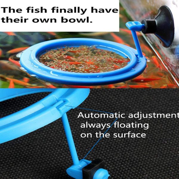 FLOURITHING 2 Pcs Fish Feeding Ring, Fish Safe Floating Food Feeder Circle Blue, with Suction Cup Easy to Install Aquarium, Square and Round Shape Fish Tank Towels - for Guppy, Betta, Goldfish, Etc. - Image 2