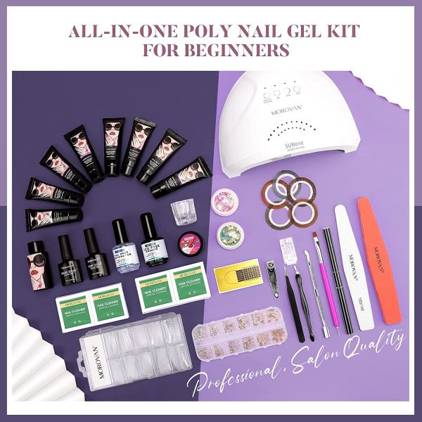 Morovan Poly Gel Nail Kit with Everything Nail Extension Gel Kit with 48W LED Nail Lamp 8 Pcs 0.5oz Poly Gel Nail Kits with U/V Light Starter Kit Nail Supplies - Image 5