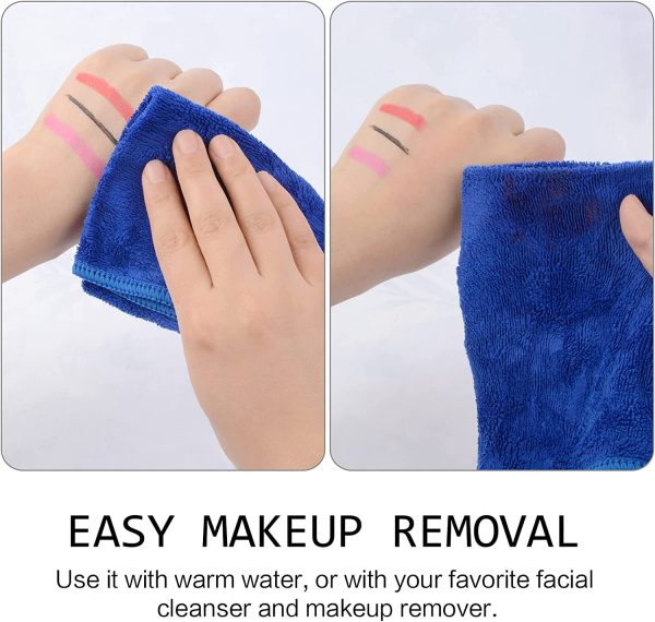 SINLAND Microfiber Facial Cloths Fast Drying Washcloth Absorbent Face Wash Cloth Soft Makeup Remover Cloths 12inch x 12inch - Image 5