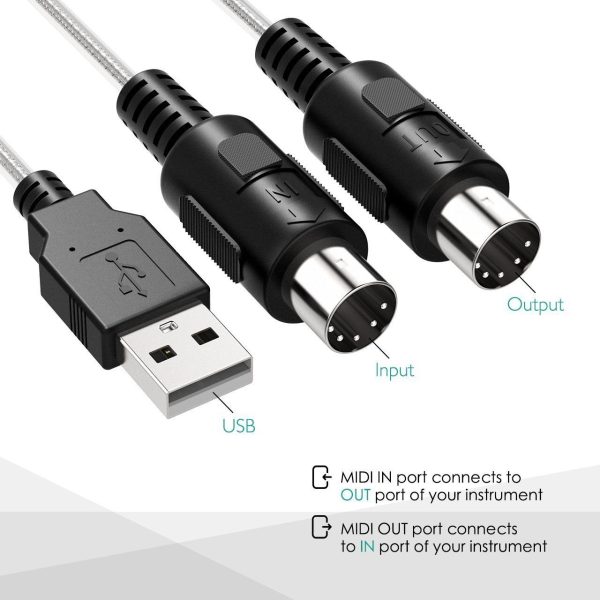 MIDI Cable in & Out USB to MIDI Converter PC to Music Keyboard Adapter Cord 16 Channels Supports Computer Laptop Windows and Mac - Image 4