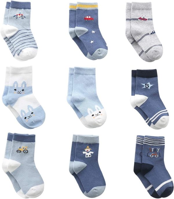 Cotton Baby Boy Socks, 9 Pairs Cute Socks for Baby Boys Cotton Coming - Image 5